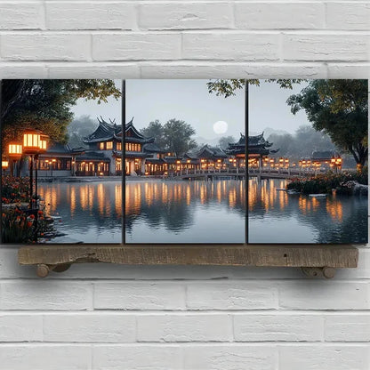 3pcs Beautiful Estate Full Moon Metal Print Ready to Hang Art - Bella Home Decor