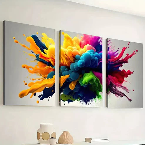 3pcs Colorful Explosion Wall Art Canvas Unframed - High Quality Print 100% Australian Made Wall Canvas