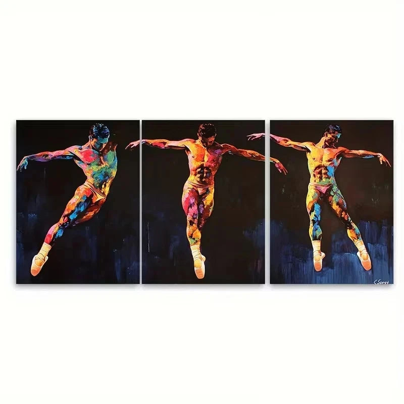 3pcs Male Bodies Ballerina Oil Painting Wall Art Set Canvas Framed 50x70cm - High Quality Print 100% Australian Made Wall Canvas Ready to Hang