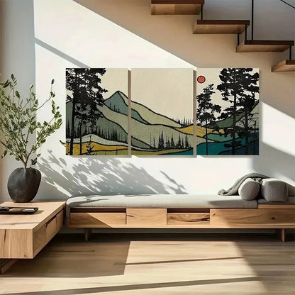 3pcs Forest Mountain Watercolor Metal Print Ready to Hang Art - Bella Home Decor