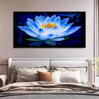 Elegant For Lotus Blue Water Wall Art Canvas Office Home Room Framed 120x60cm - Bella Home Decor