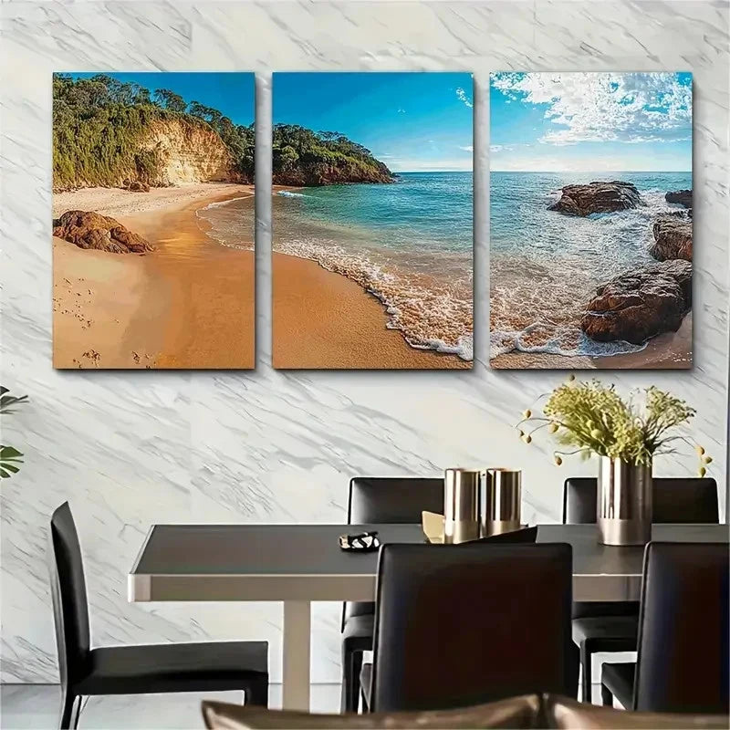 3pcs Lorne Beach Australian Travel place  Wall Art Set Canvas Framed 50x70cm - High Quality Print 100% Australian Made Wall Canvas Ready to Hang