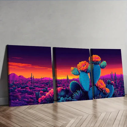 3pcs Surreal Cactus Wall Art Set Wall Art Canvas Unframed – High Quality Print 100% Australian Made Wall Canvas