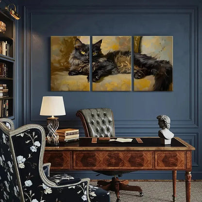 3pcs Artistic Abstract Animal Cat Painting Metal Print Ready to Hang Art - Bella Home Decor