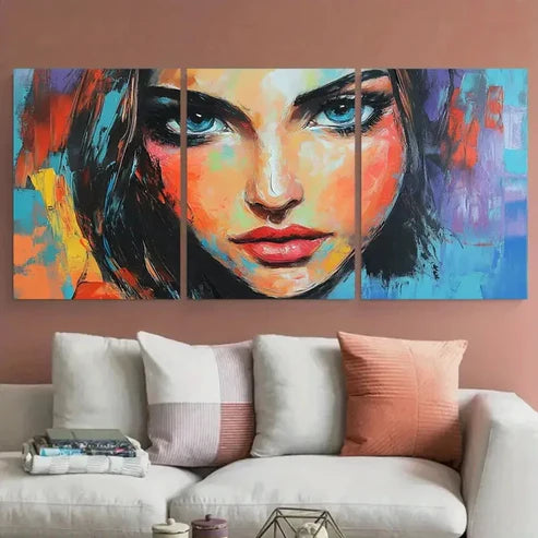 3pcs Abstract Lady Painting Woman Portrait Wall Art Canvas Unframed - High Quality Print 100% Australian Made Wall Canvas - Bella Home Decor