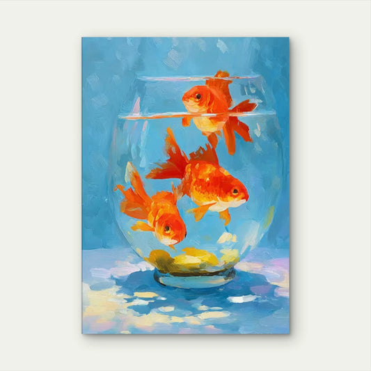 Vibrant Goldfish in Tank Art Sea Creature 60x90cm Metal Print Ready to Hang