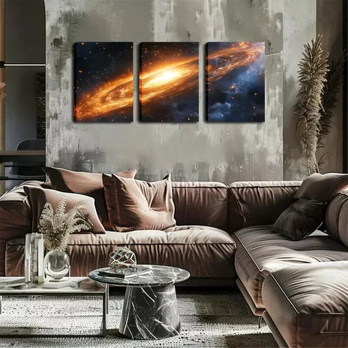 3pcs Stunning Artwork, Huge Galaxies Wall Art Canvas Unframed - High Quality Print 100% Australian Made Wall Canvas