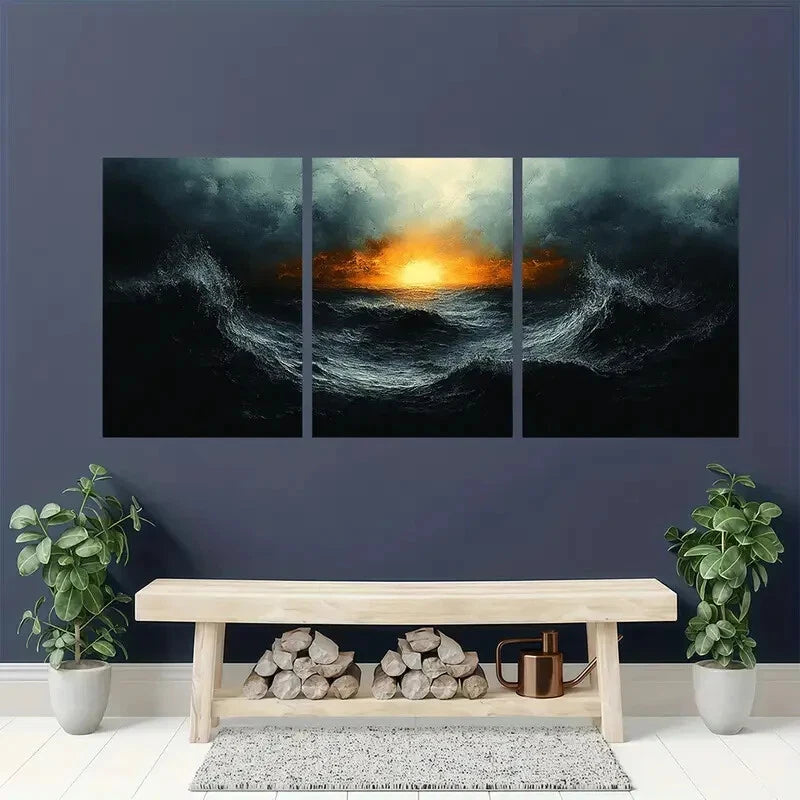 3pcs Black and White Minimalist Abstract Metal Print Ready to Hang Art