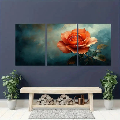 3pcs Coral Rose Flower Orange Perfect Wall Art Set Canvas Framed 40x60cm - High Quality Print 100% Australian Made Wall Canvas Ready to Hang - Bella Home Decor
