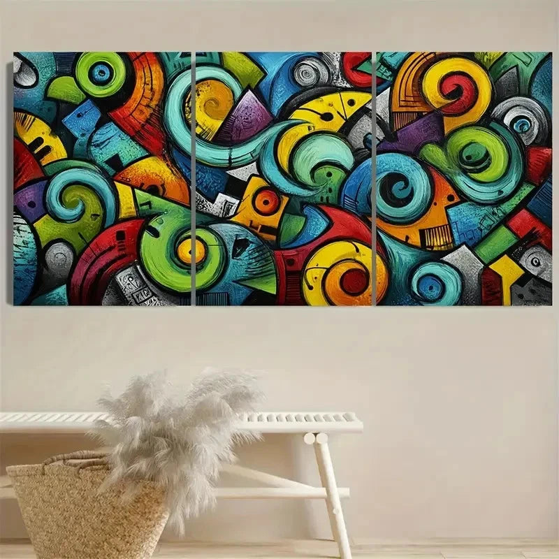 3pcs Street Graffiti Teen Room Wall Art Set Canvas Framed 60x90cm - High Quality Print 100% Australian Made Wall Canvas Ready to Hang