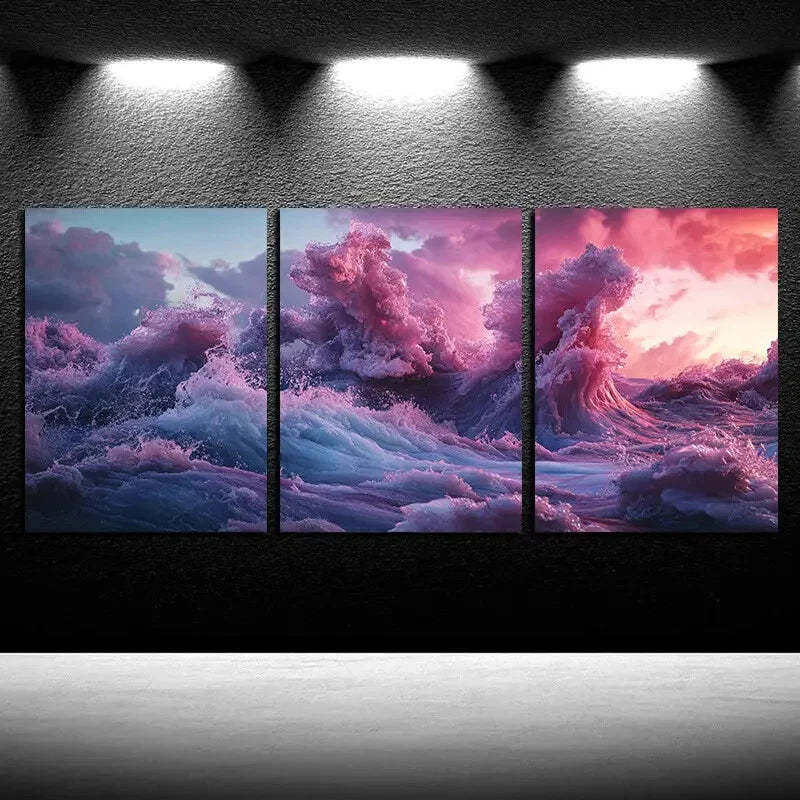 3pcs Vibrant Beautiful Sky Design Metal Print Ready to Hang Art