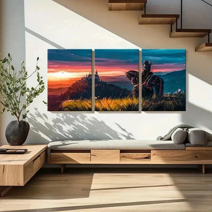 3pcs The Witcher Game Character Painting Wall Art Set Canvas Framed 60x90cm - High Quality Print 100% Australian Made Wall Canvas Ready to Hang