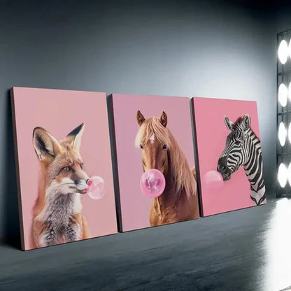3pcs Whimsical Animal  Wall Art Set Canvas Unframed - High Quality Print 100% Australian Made Wall Canvas
