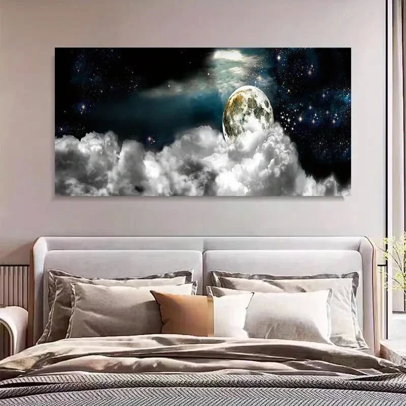 Cosmic Sci-Fi Landscape Night Wall Art Canvas Office Home Room Framed 120x60cm - Bella Home Decor