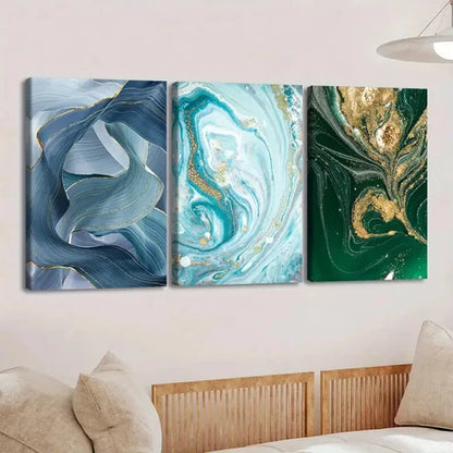 3pcs Modern Simple Nordic Style Abstract Green Wall Art Set Canvas Unframed - High Quality Print 100% Australian Made Wall Canvas