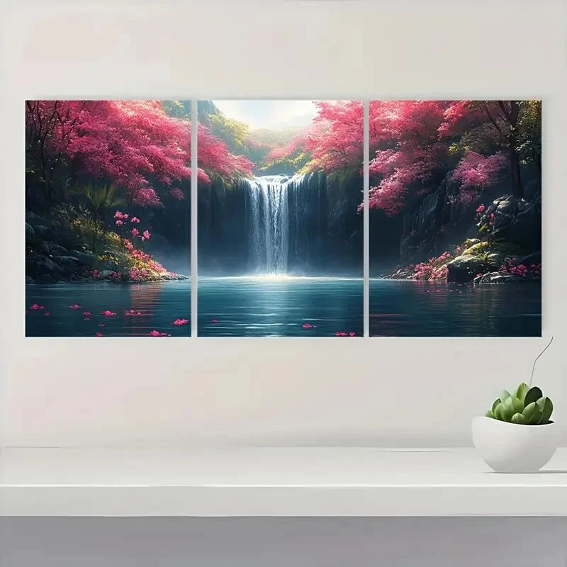 3pcs Flower Painting Print Water Art Tropical Metal Print Ready to Hang Art - Bella Home Decor