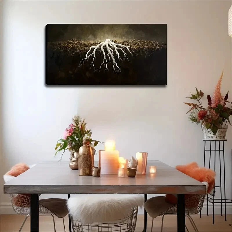 White Tree Roots Deeply Wall Art Canvas Office Home Room Framed 120x60cm - Bella Home Decor