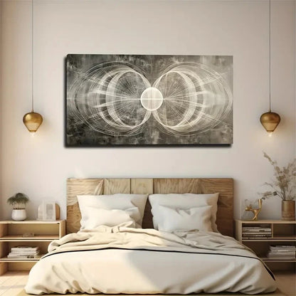 Abstract Circle Design Golden Wall Art Canvas Office Home Room Framed 120x60cm