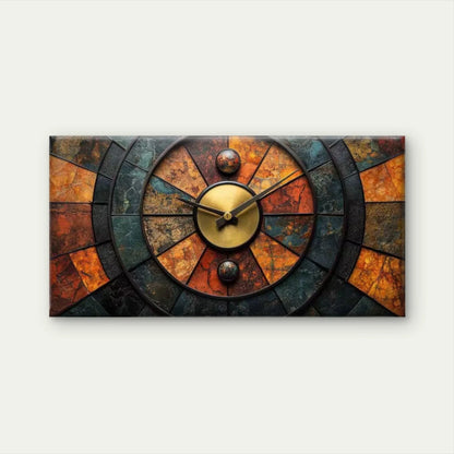 Mosaic Slate Wall Clock Wall Art Canvas Office Home Room Framed 120x60cm - Bella Home Decor