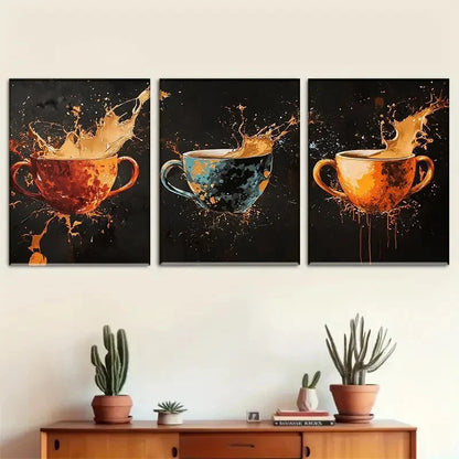 3pcs Abstract Splash Portrait Orientation Metal Print Ready to Hang Art - Bella Home Decor