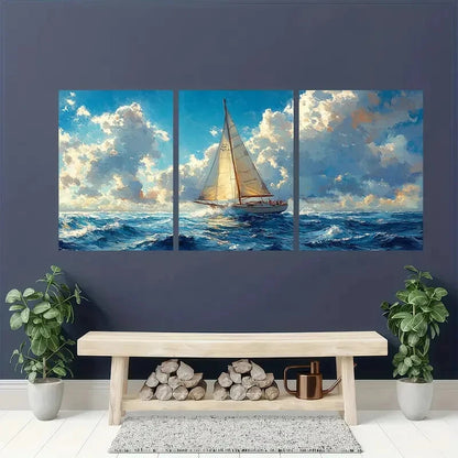 3pcs Vibrant Florida Seascape Nautical Metal Print Ready to Hang Art
