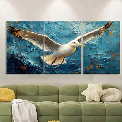 3pcs Seagull Painting Sea Birds Metal Print Ready to Hang Art