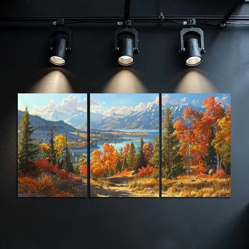 3pcs Scenic Mountains and Rivers Wall Art Set Canvas Framed 60x90cm - High Quality Print 100% Australian Made Wall Canvas Ready to Hang