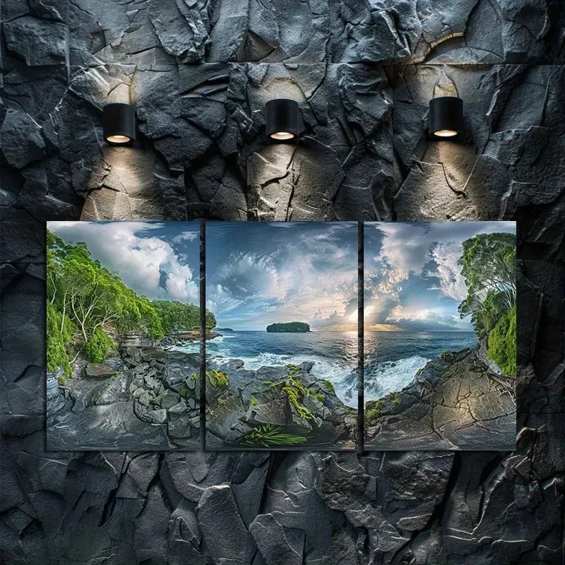3pcs Dramatic Coastal View At Sunset Time AUS  Wall Art Set Canvas Framed 40x60cm - High Quality Print 100% Australian Made Wall Canvas Ready to Hang - Bella Home Decor
