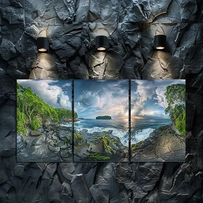 3pcs Dramatic Coastal View At Sunset Time AUS  Wall Art Set Canvas Framed 40x60cm - High Quality Print 100% Australian Made Wall Canvas Ready to Hang - Bella Home Decor