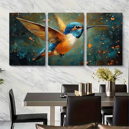 3pcs Hummingbird Painting Metal Print Ready to Hang Art