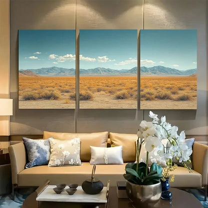 3pcs Cowboy Travel with Cactus in the Desert Texas Metal Print Ready to Hang Art