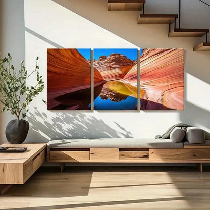 3pcs Wave Rocky Canyon Arizona Landscape Wall Art Set Canvas Framed 50x70cm - High Quality Print 100% Australian Made Wall Canvas Ready to Hang