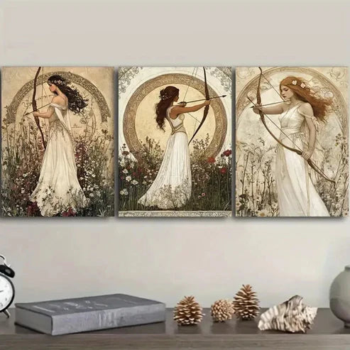 3pcs The girl with the bow and arrow Wall Art Set Canvas Unframed - High Quality Print 100% Australian Made Wall Canvas
