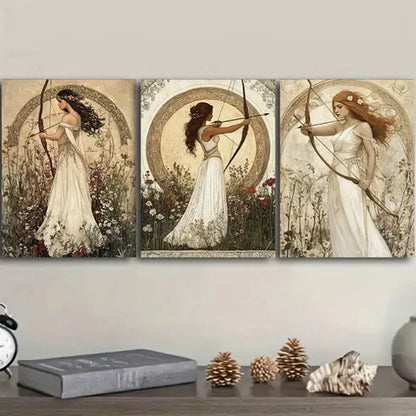 3pcs The girl with the bow and arrow Wall Art Set Canvas Unframed - High Quality Print 100% Australian Made Wall Canvas