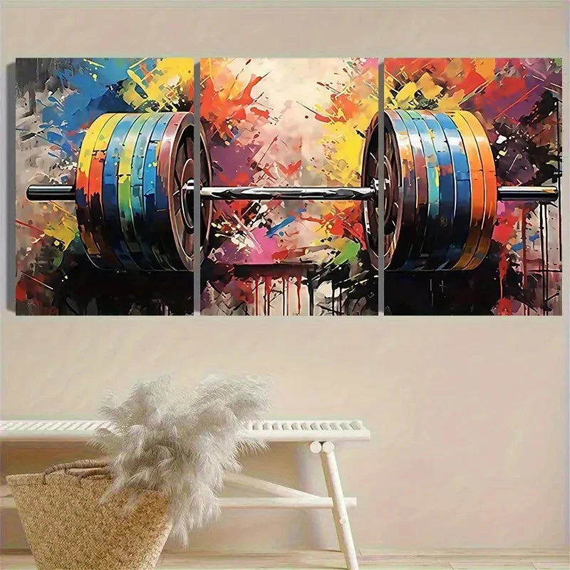 3pcs Colorful Weightlifting Wall Art Set Canvas Framed 40x60cm - High Quality Print 100% Australian Made Wall Canvas Ready to Hang - Bella Home Decor