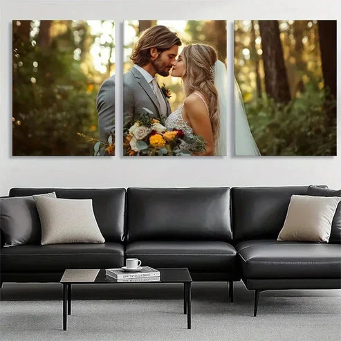3pcs Wedding Couple Kiss Romantic Love Wall Art Canvas Unframed - High Quality Print 100% Australian Made Wall Canvas