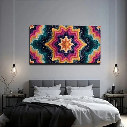 Vibrant Multicolor Star Pattern Wall Art Canvas Office Home Room Framed 120x60cm