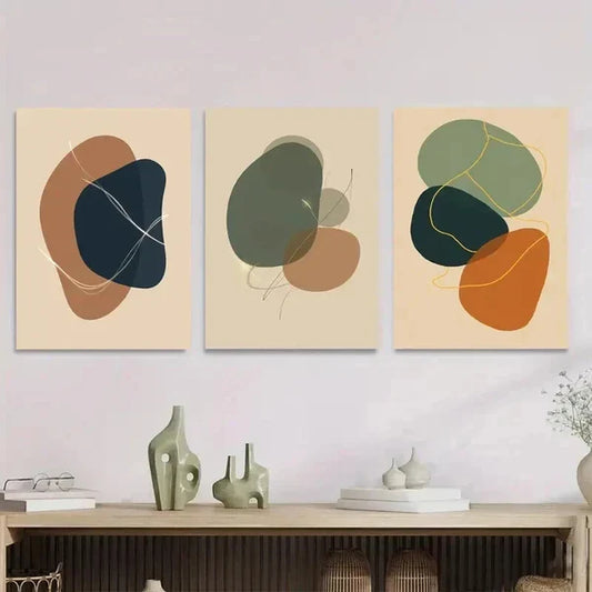 3pcs Abstract Modern Minimalist Wall Art Set Canvas Framed 50x70cm - High Quality Print 100% Australian Made Wall Canvas Ready to Hang