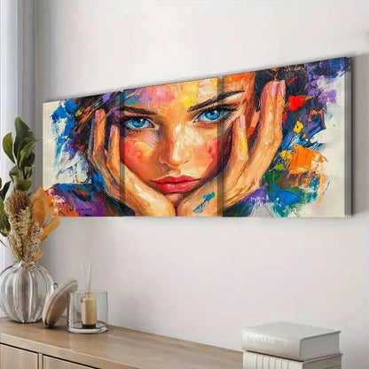 3pcs Vivid Abstract Female Rich Brushstrokes Wall Art Set Canvas Framed 50x70cm - High Quality Print 100% Australian Made Wall Canvas Ready to Hang - Bella Home Decor