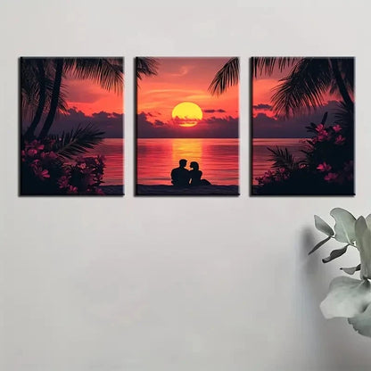 3pcs Beach Scene with Palm Trees Nature Wall Art Set Canvas Framed 60x90cm - High Quality Print 100% Australian Made Wall Canvas Ready to Hang - Bella Home Decor