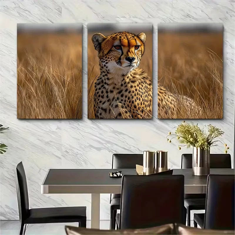 3pcs Cheetah Funny Safari Wildlife Metal Print Ready to Hang Art - Bella Home Decor