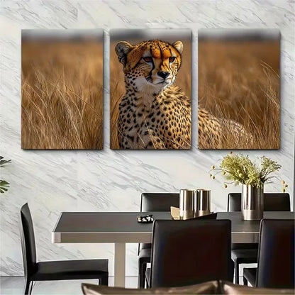 3pcs Cheetah Funny Safari Wildlife Metal Print Ready to Hang Art - Bella Home Decor