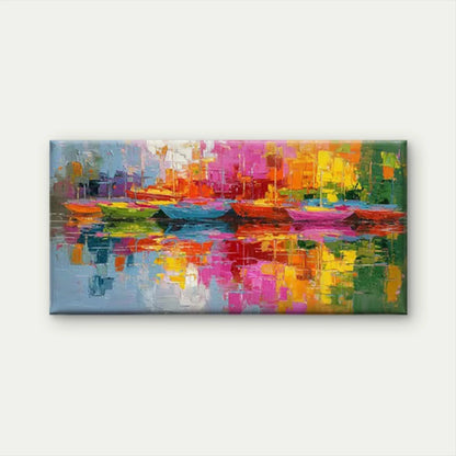 Boat on Water Reflection Wall Art Canvas Office Home Room Framed 120x60cm