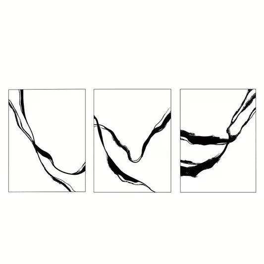 3pcs Modern Black and White Abstract      Wall Art Set Canvas Framed 60x90cm - High Quality Print 100% Australian Made Wall Canvas Ready to Hang