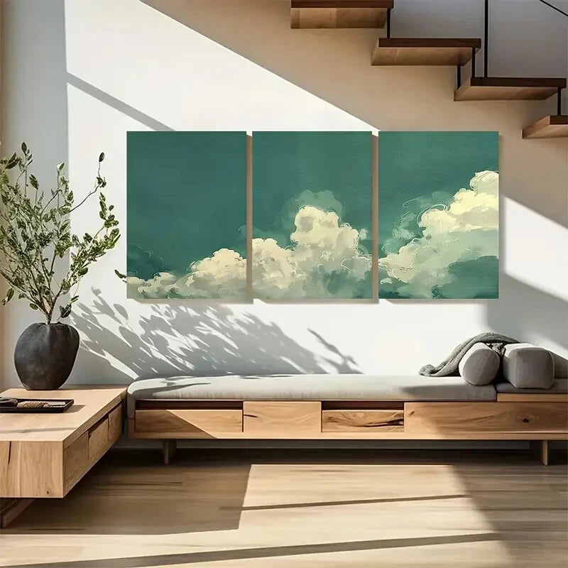 3pcs Sky Abstract Vintage Moody Cloud Metal Print Ready to Hang Art - Bella Home Decor