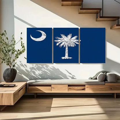 3pcs South State Flag Wall Art Metal Print Ready to Hang Art