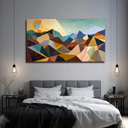 Mountains Sunset Suitable Wall Art Canvas Office Home Room Framed 120x60cm