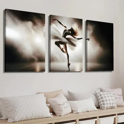 3pcs Ballet Dancing Girl Wall Art Set Canvas Unframed - High Quality Print 100% Australian Made Wall Canvas - Bella Home Decor