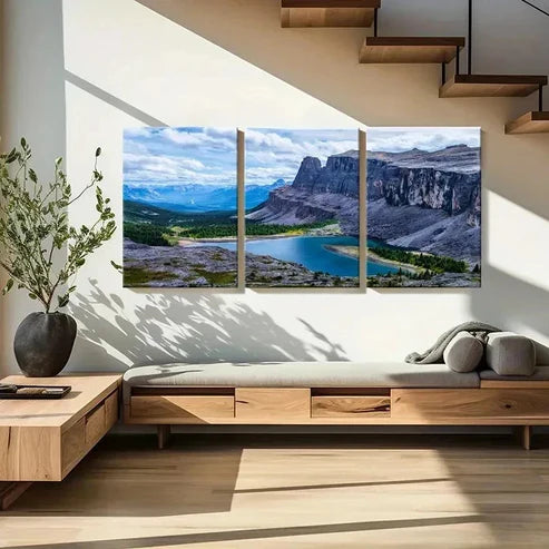 3pcs Vibrant Mountain Canyon Lake & Valley Wall Art Canvas Unframed - High Quality Print 100% Australian Made Wall Canvas
