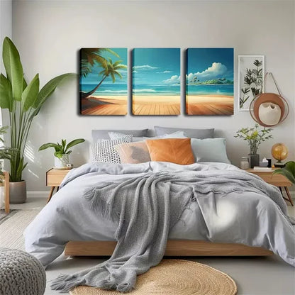 3pcs Romantic Beach, Charming Scenery Wall Art Canvas Unframed - High Quality Print 100% Australian Made Wall Canvas